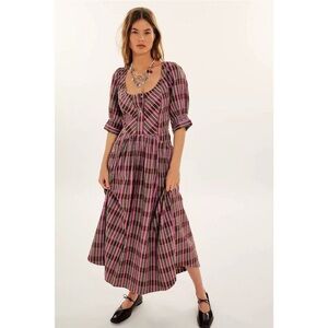 NWOT Free People Tulie Plaid Midi Dress Size XS